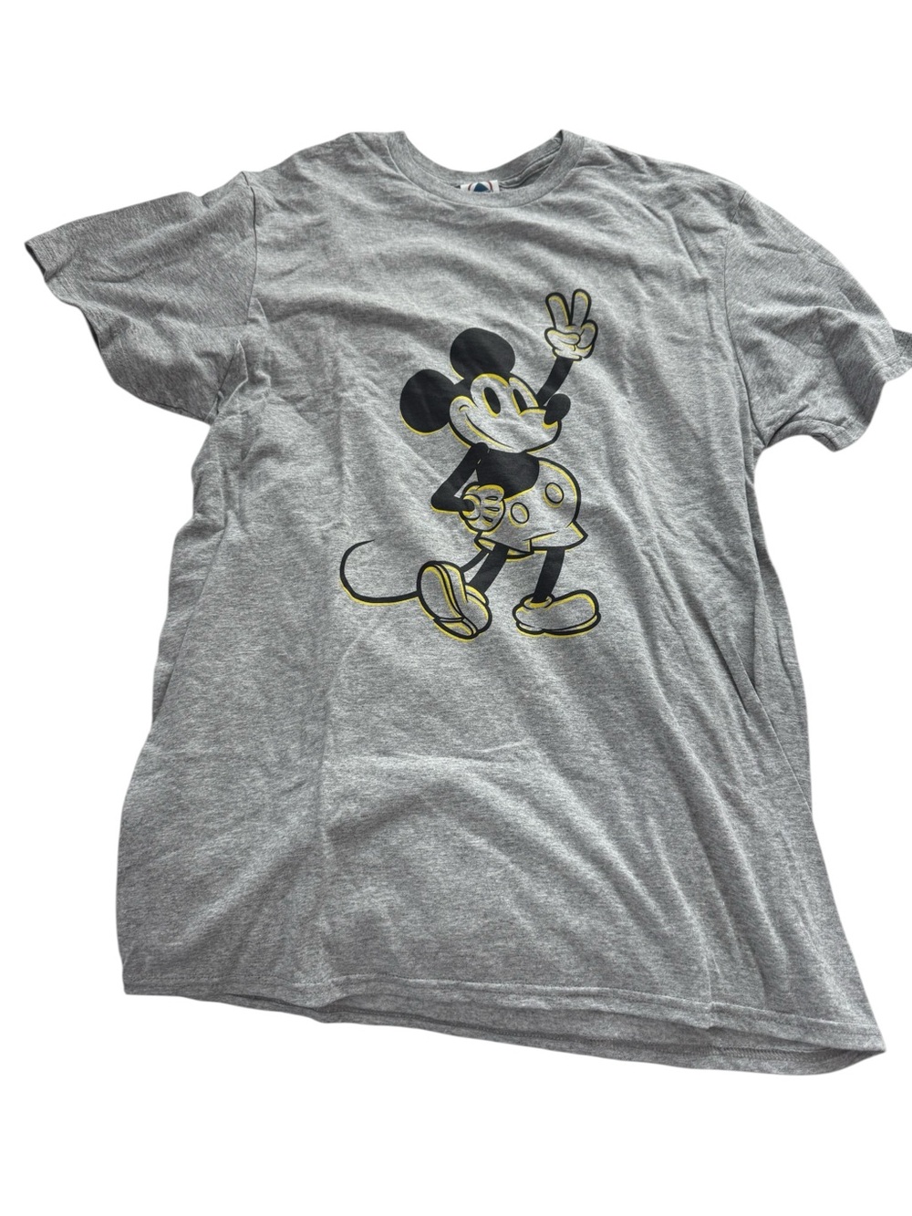 Disney Gray Tee with Black & Yellow Mickey Graphic - Size M